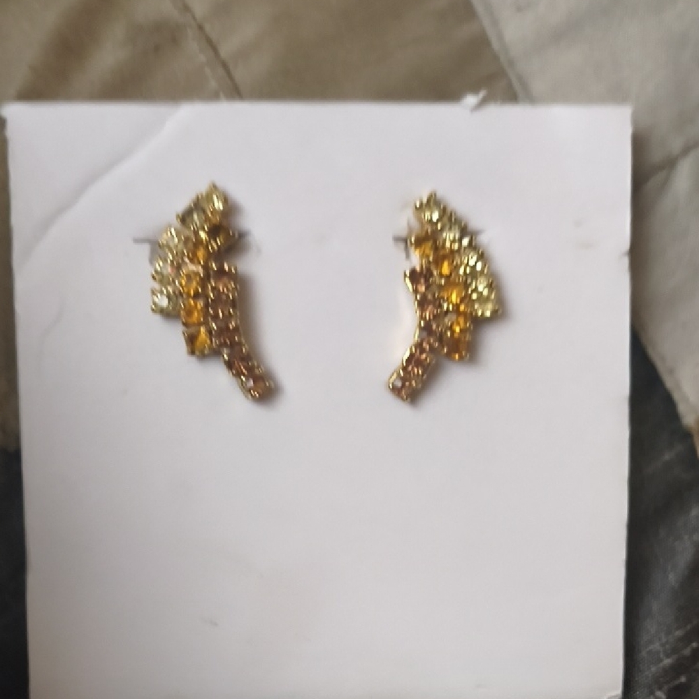 Gold Crystal Ear Climber Earrings - Sparkling Yellow-Gold